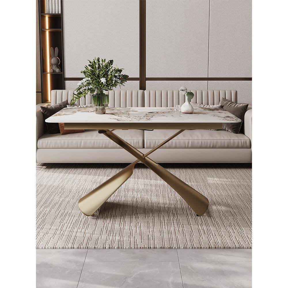 岩多功能升降茶几餐桌小型折叠可移动客户厅几一体式茶板637家用