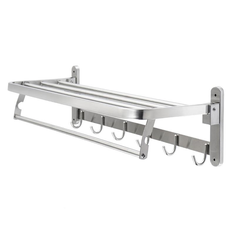 EQ4F免钉毛巾丝架不409锈钢拉浴室巾架折叠卫生间置物架45008006C