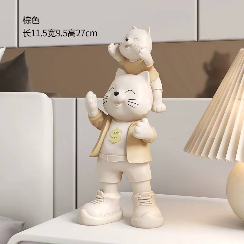轻奢新款家居创意招财猫桌面小摆件客厅茶几电视柜玄关书桌装饰品