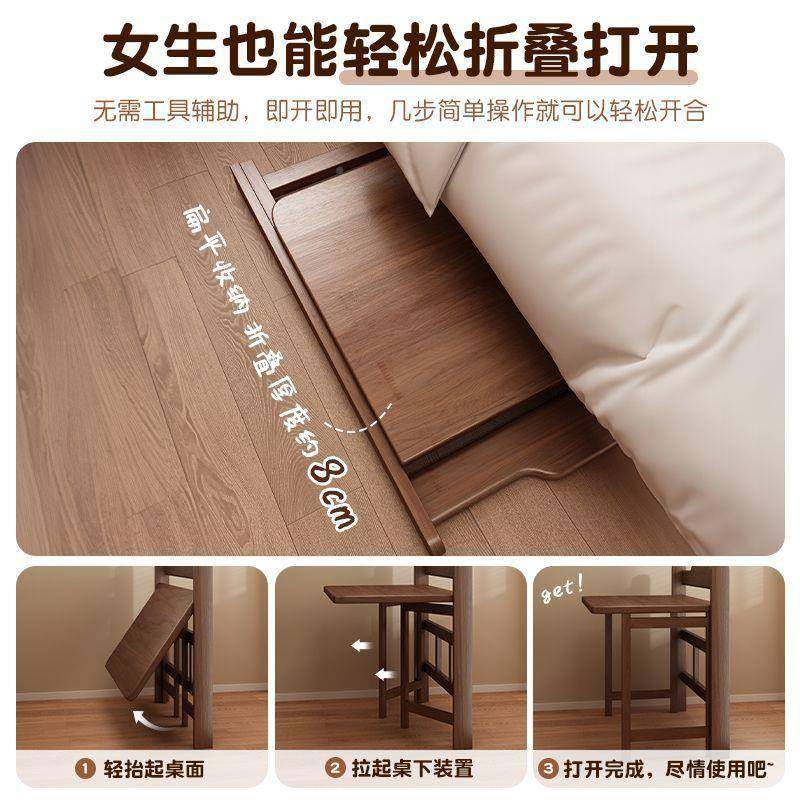 实桌木折叠书桌脑学生家用电卧室小MXK型学户习桌床边写字桌简易