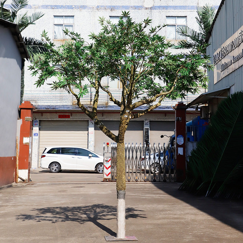仿真绿枫树室外造景摆件假枫树庭院主题园林假植物造景真木杆绿枫