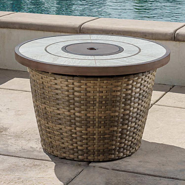 户取外桌椅合T289花园编藤桌椅美圆组形桌暖室外庭院气炉式桌藤艺