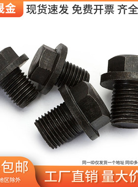 外六角油塞碳钢带垫六角喉螺塞堵头带垫六角闷头JB1000M8M10