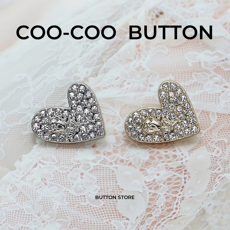 小香复古风爱心形镶钻金属纽扣百搭开衫毛衣针织衬衫西装饰扣子,居家布艺,纽扣,淘宝优惠券,粉丝福利购,淘宝优惠卷