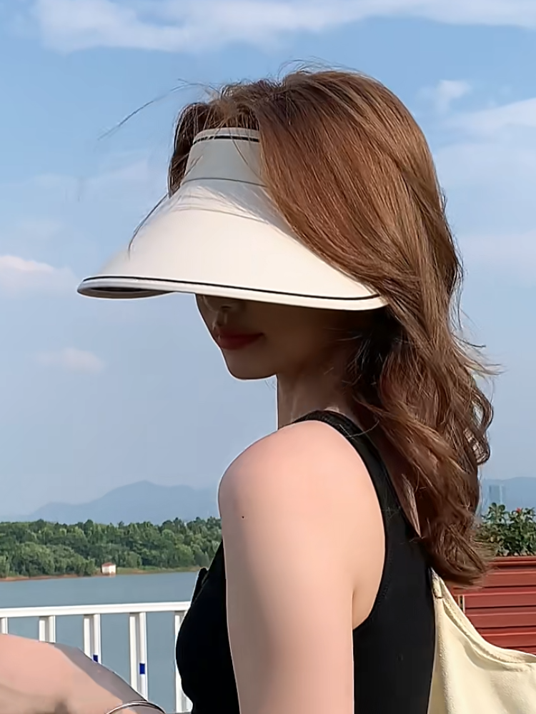 uv空顶防晒帽子夏天骑车新款大帽檐太阳帽女款防紫外线遮阳帽遮脸