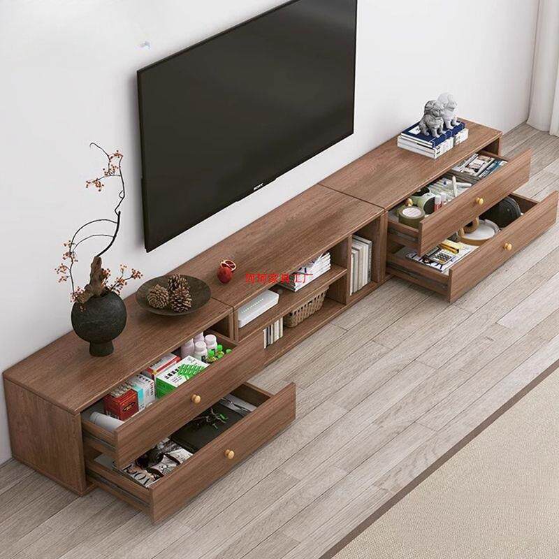 实户电OSB柜客厅家用收纳储物柜一体靠墙落地小型电视柜茶几木组