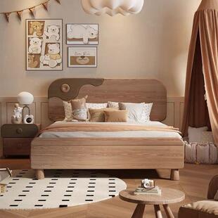 童纯实木儿床男孩日式简米一米二床卡单无品牌/通女约孩公主床人