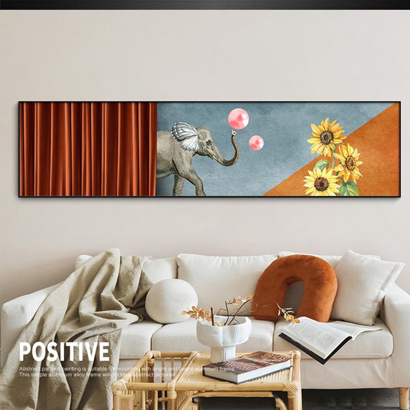 卡通动物装饰画可爱温馨儿童房间挂画酒店卧室床头壁画长颈鹿大象图片