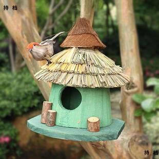 装鸟窝花园庭院布置户外iCwzF5HN景观实阳鸟台院子园木艺饰摆件仿