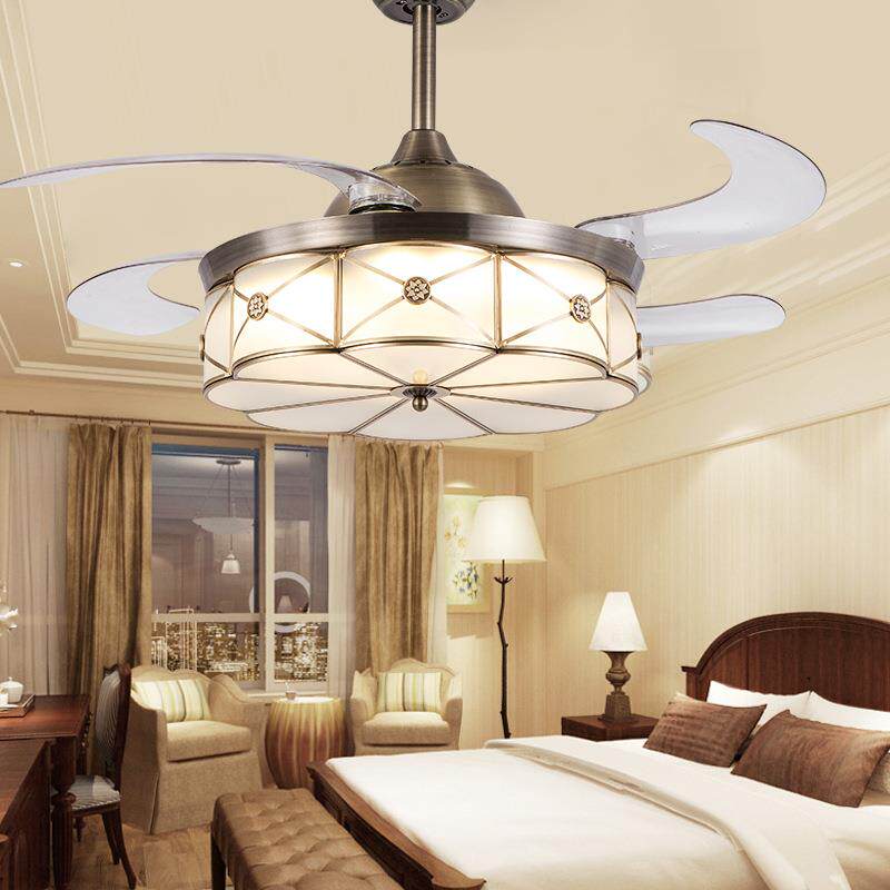 欧式隐风扇遥控形LED新款简约客厅卧室风扇亚克力灯家用吊8404、8