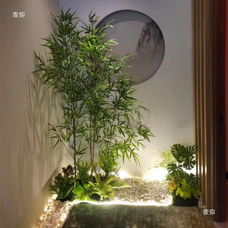 竹子隔屏风假竹子物造断景盆景细th$*&u+u毛竹绿水植客厅酒店植装