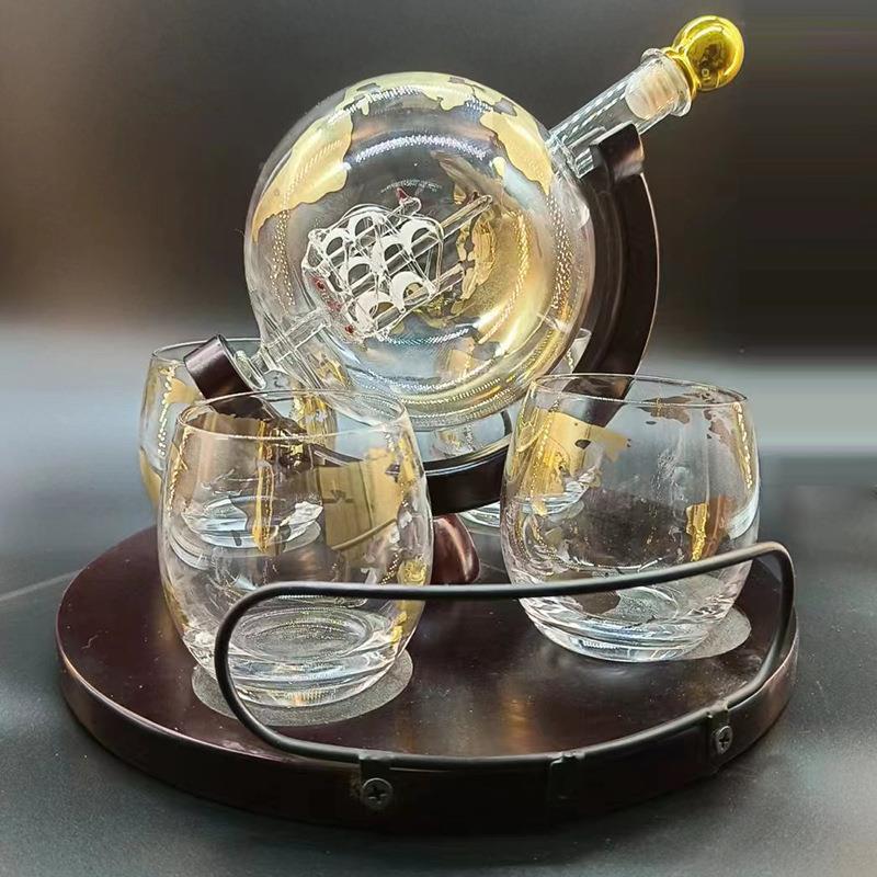 创地球仪醒酒器套装璃酒瓶高地球仪醒端酒具意球型高酒硼硅玻玻璃