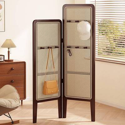 新中断式屏风隔挡墙角置物架简易985办公室内藤编转角柜室客厅遮