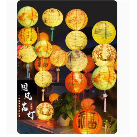 ZQE国潮光纸灯笼商场饰吊顶装笼中秋节猜灯谜活灯动发场景布置