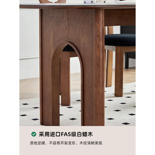 中fc恒型沃法式 古CZ1177餐2桌205小户家用饭桌实木椭圆形黑色岩板