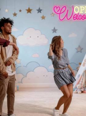 店营业牌霓虹灯发光字母爆PIQ铺款led氛招围装灯网红饰墙