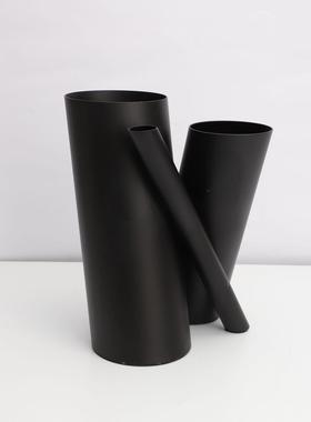 现代简约金属黑色三管花器摆样板房0015电视柜品居客厅件创意艺摆