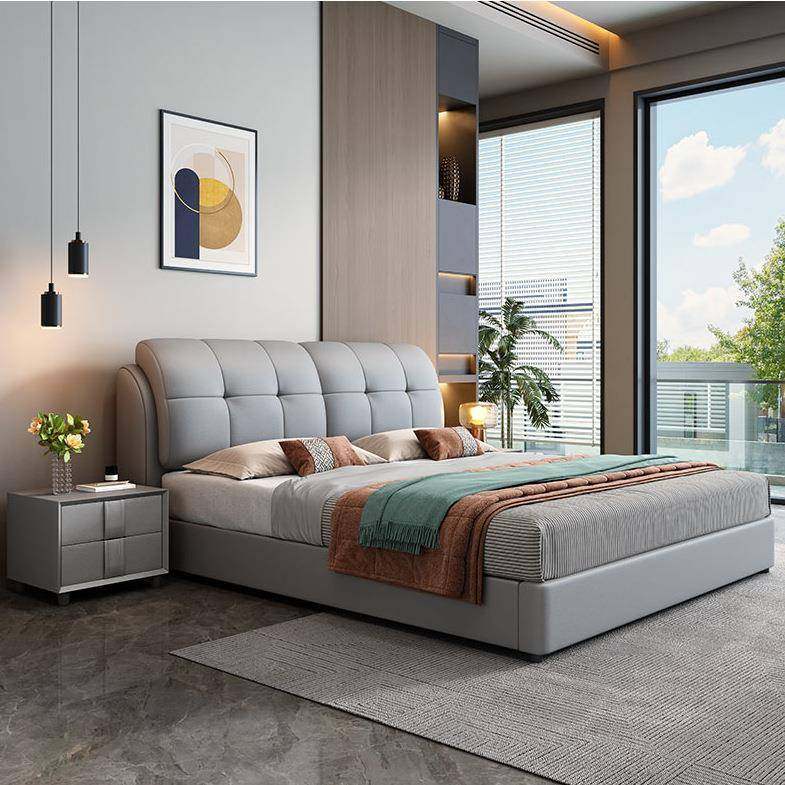 包实木床床现代简约高箱储物床婚家用软床床皮艺床XEQ1米8双人单