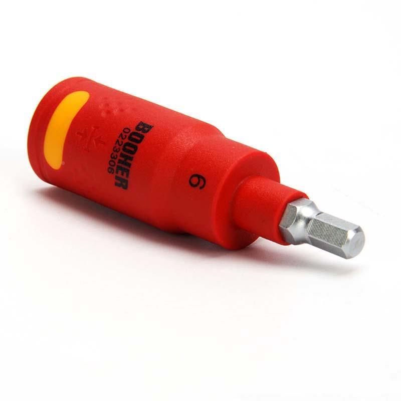 Booher旋宝合3/8DE绝缘内六具套筒6HCW角V花角键工具10MM中飞棘轮