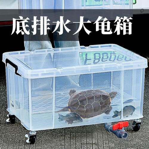 乌龟缸带排水盖生态造景塑料透明