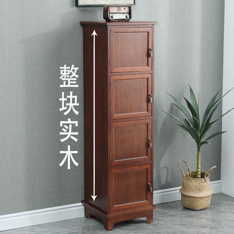 【折扣】实木斗柜带门新中式收纳柜家用多功能储物柜简易书柜阳台
