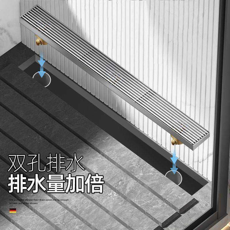 大排量双排3房04不锈钢防水臭长地漏铜芯卫生间淋浴1条双孔地漏厂
