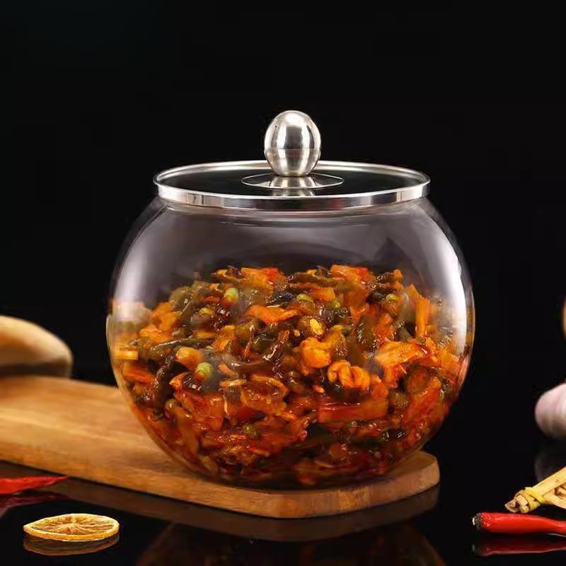 玻璃缸圆形大容器带盖超市玻璃罐腌制泡酸菜酱菜储物塑料