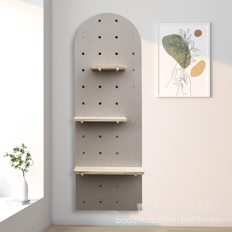 实木置洞洞板墙上装隔板物架层板入户木饰质纳拱形客厅玄关XUP收