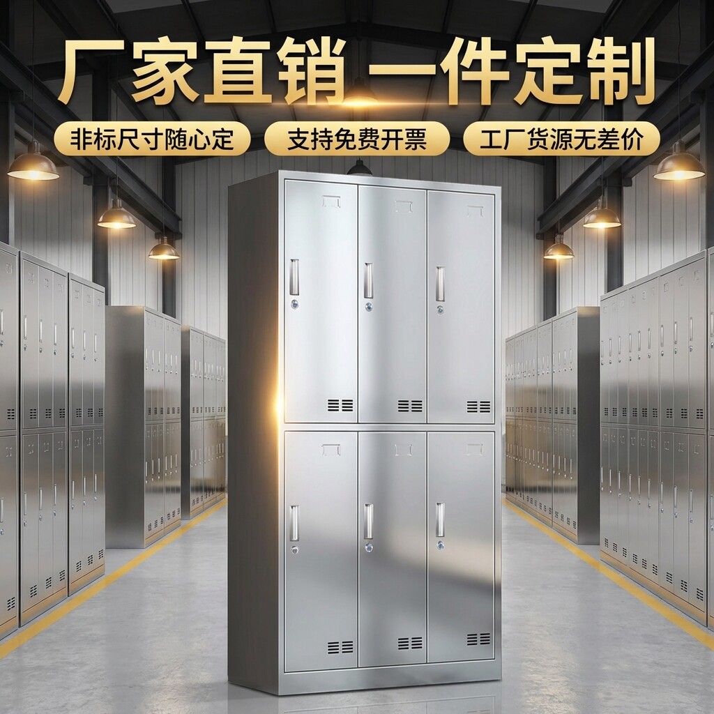 不锈钢更衣柜无尘车间工厂实验室多格储物柜 304斜顶带锁储物柜子