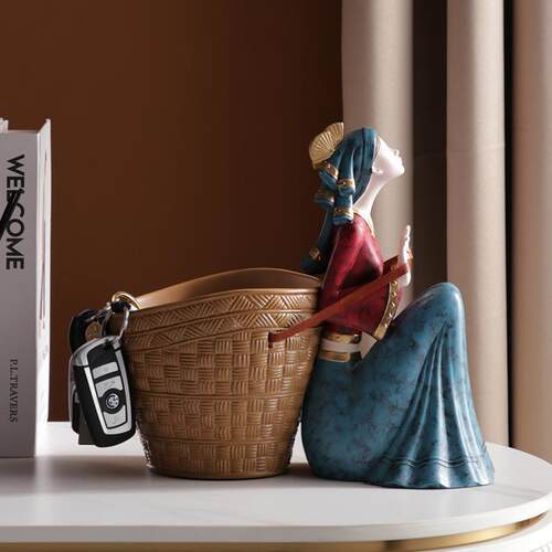 【折扣】创意人物玄关钥匙收纳摆件家居饰品门口进门茶几装饰品客
