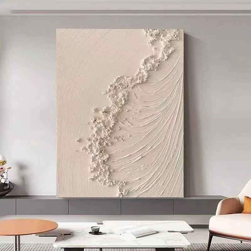 纯手慵工艺立体抽象油画懒油奶风客海厅装饰画NXW玄关浪无框肌理图片