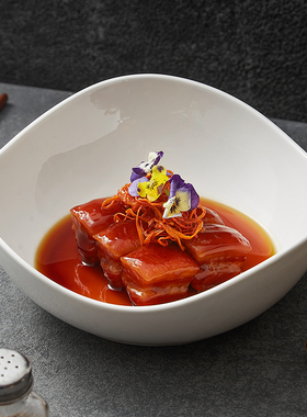 速发优格瓷白异形碗拉碗酒店餐具陶瓷沙家用汤碗大号水煮酸菜鱼碗