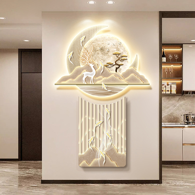 速发福禄有鱼意关装饰画创玄灯画高级感入户走墙过道挂画正对门廊