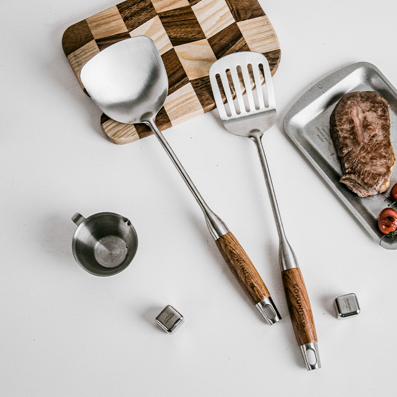 速发04不锈装锅铲厨房家用炒菜铁勺子炒勺不粘锅厨具套钢漏铲专用