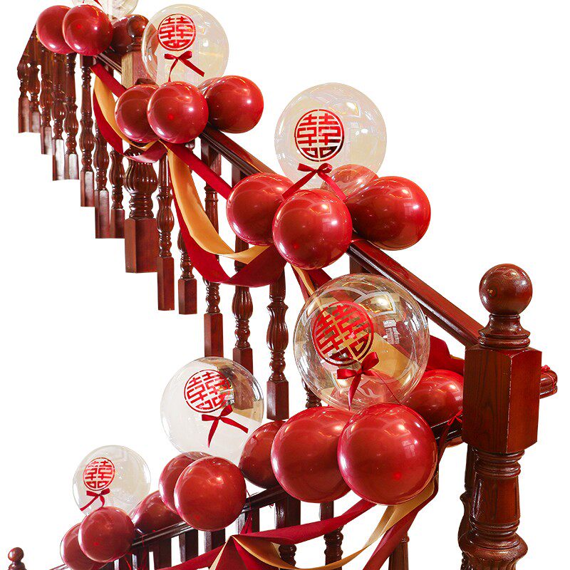 速发结婚庆雪手大全纱幔楼梯扶品装饰气球用纱花球创意婚车房场景