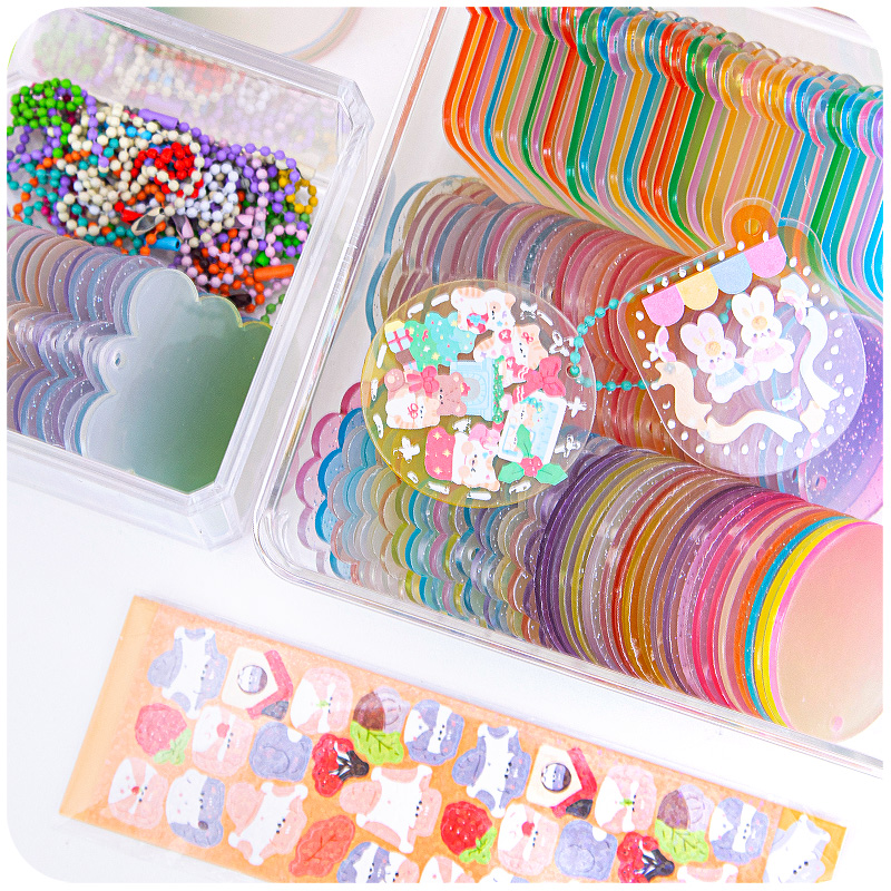 速发亚克力咕卡盘套粉便!宜古卡透明估盘咔100个闪装渐变闺蜜小