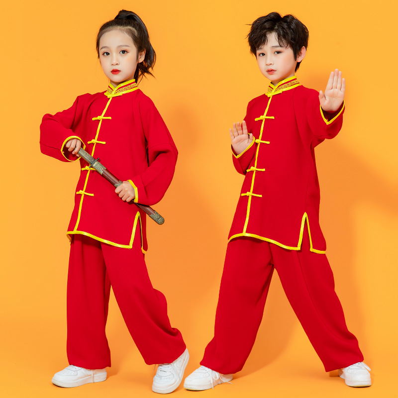 速发幼儿中国风武术学生太极拳练功套装演出舞蹈服装男孩功夫表演