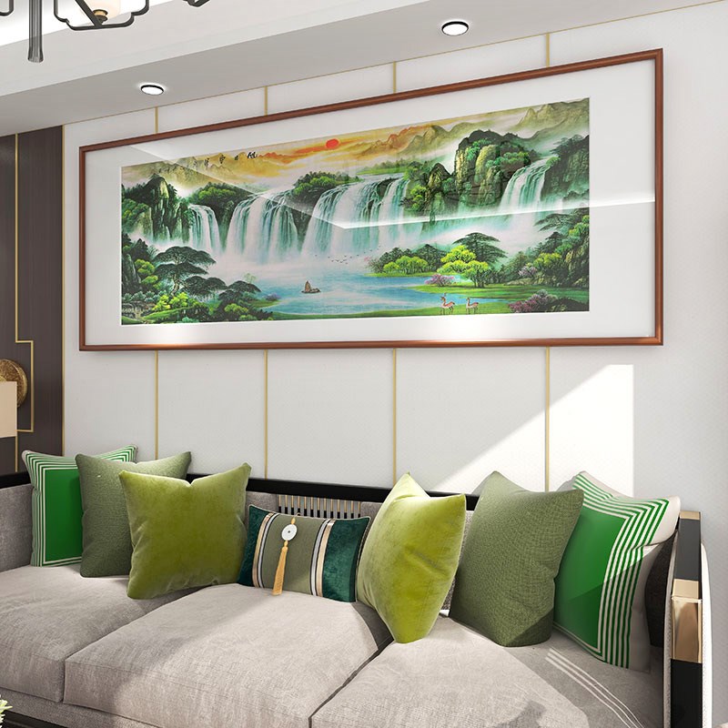 速发旭日东升国画山水画风景客厅装饰画聚宝盆招财挂画办公室靠山