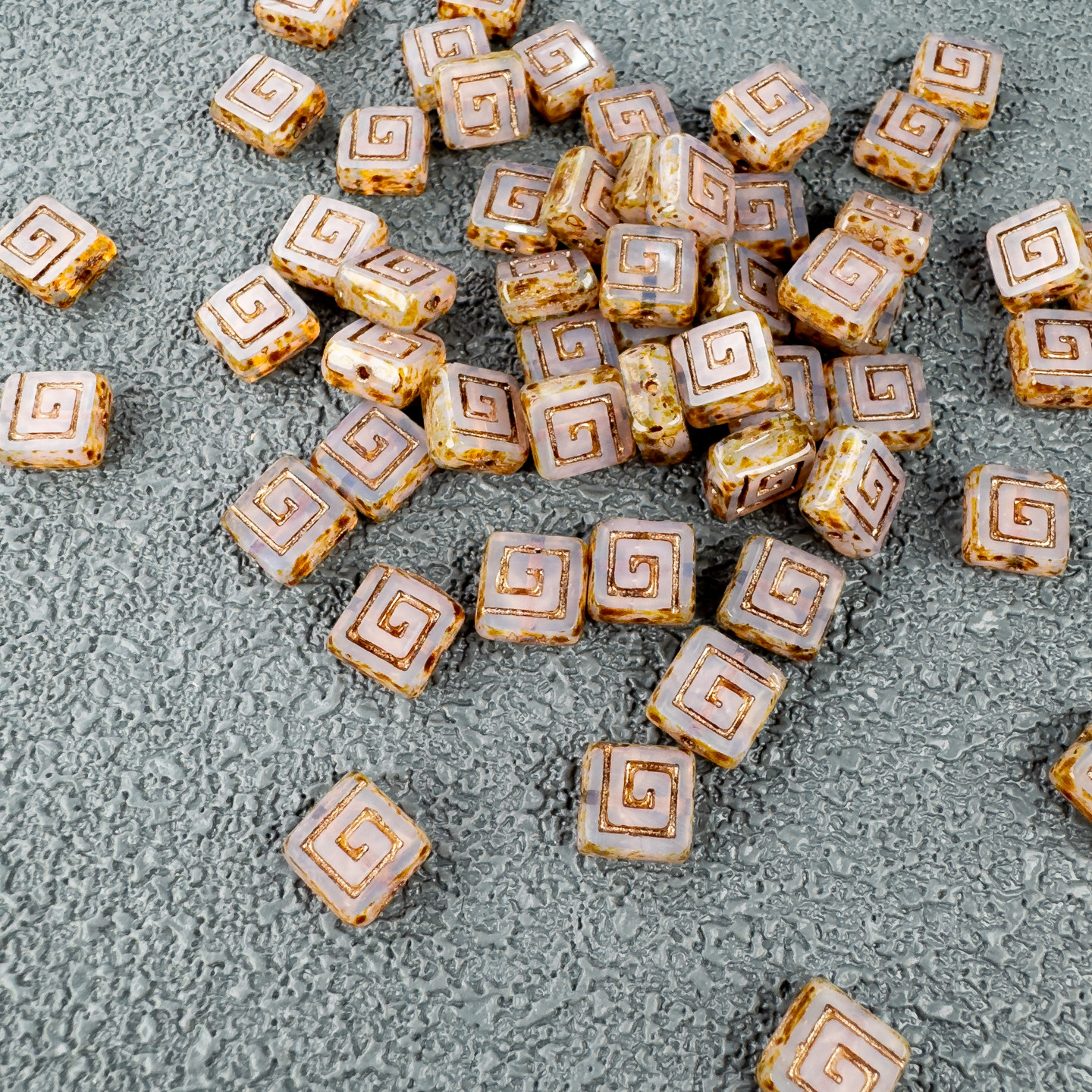 方形切面回纹珠9x9mm捷克进口