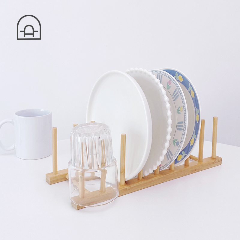 速发栋哈木子架厨房餐厅置物架书杯册子碗盘桌面收纳展示多层盘质