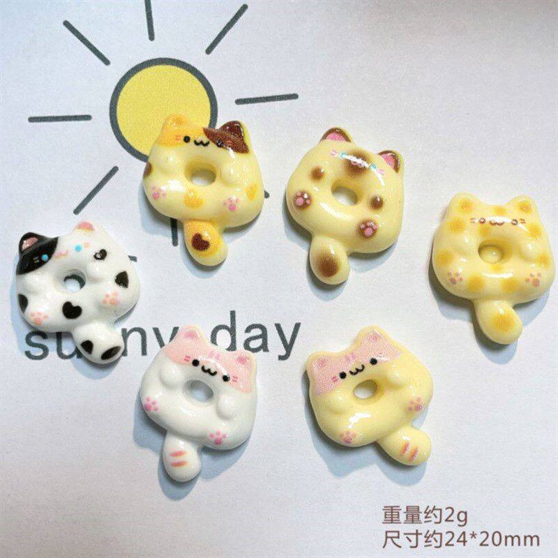 速发可爱小猫甜甜圈拇指猫 奶油胶扣发夹冰箱贴树脂饰品配件