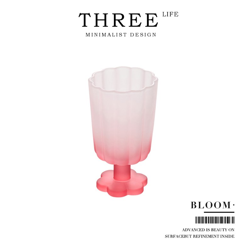 TlifeBloom杯具玻璃杯彩色家用高颜值矮脚鸡尾酒杯  花开