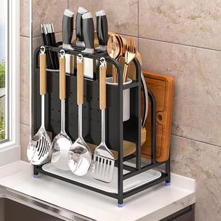 刀架置物架厨房一体砧板菜板菜刀放置架台面锅盖筷子刀具收纳架子