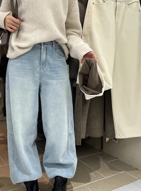 十三行T-PLATFORM93310冬季厚绒保暖牛仔裤显瘦牛仔直筒香蕉裤女