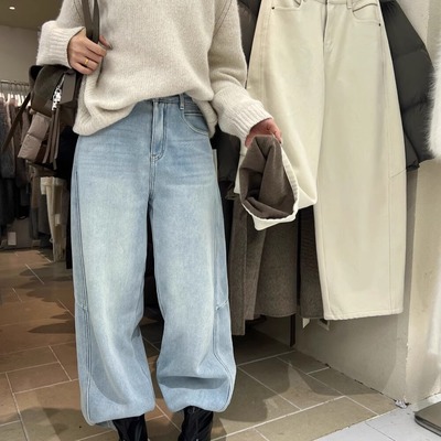 冬季厚绒保暖显瘦直筒牛仔裤女