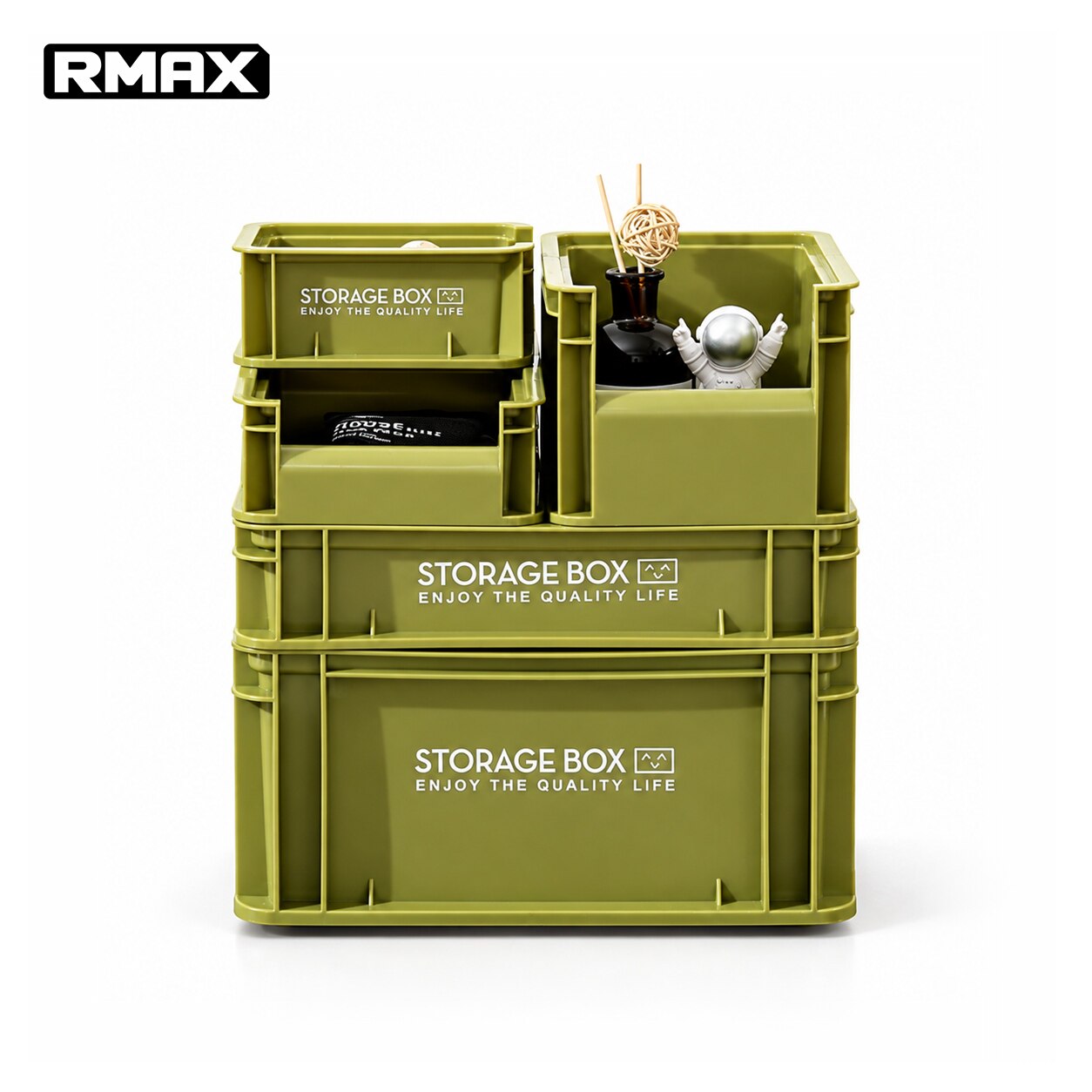 RMAX工业风收纳箱露营户外客厅杂物整理盒车载桌面带盖塑料收纳柜