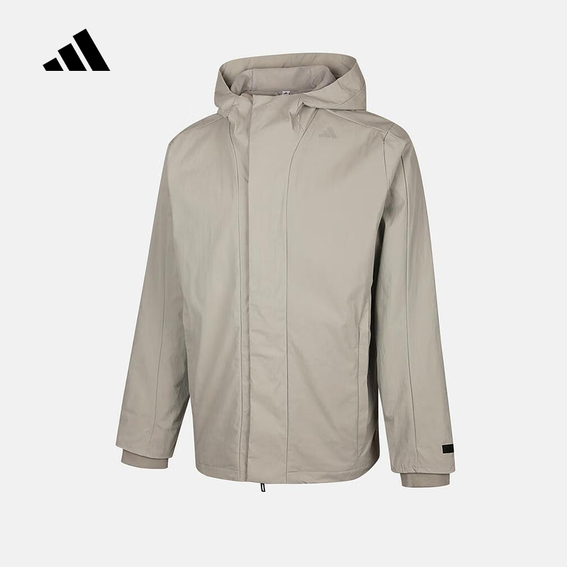 adidas阿迪达斯户外保暖防风连帽外套2025冬男梭织夹克 KS6484