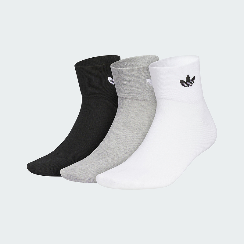 阿迪达斯 adidas 三叶草中帮袜中性 休闲百搭三双装袜子 JP1271