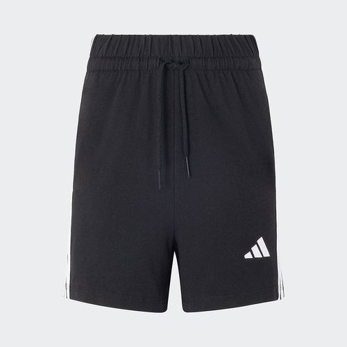 adidas阿迪达斯三叶草拉绳腰身五分裤25夏女三条纹针织短裤JW5109