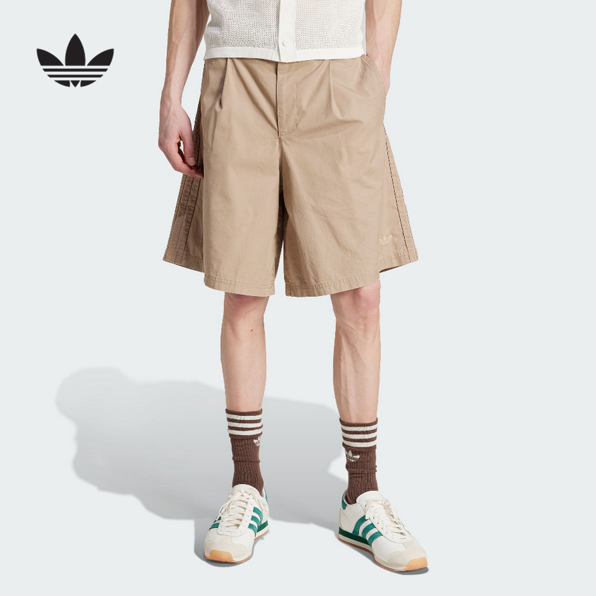 adidas阿迪达斯三叶草加宽加长五分裤25夏男梭织百慕大短裤KB5585